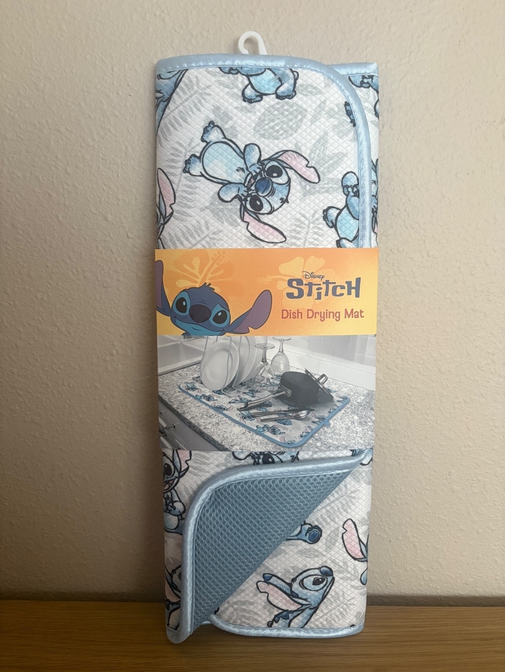 Disney Stitch Dish Drying Mat 16” x 18” Blue Absorbent Kitchen Counter Mat New